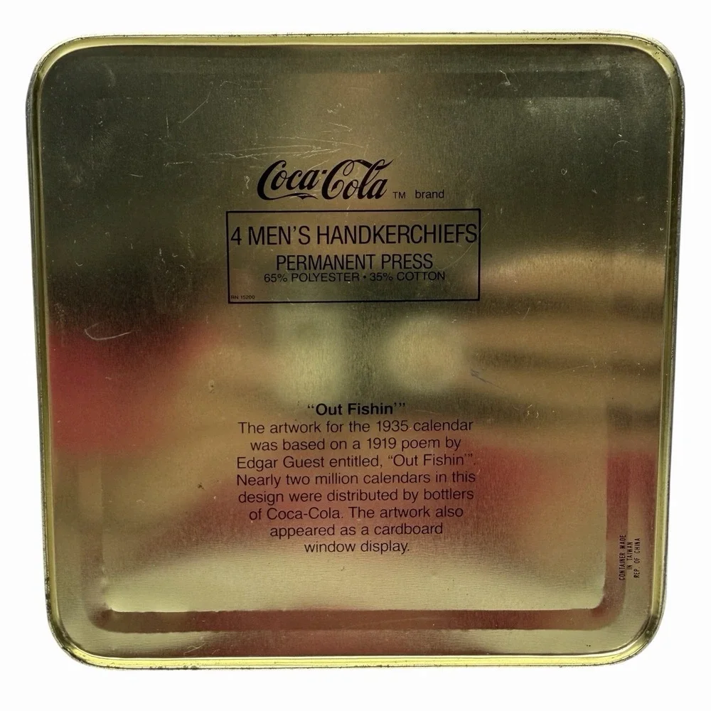 Vintage Coca-Cola Norman Rockwell Out Fishin  Coke Tin Empty